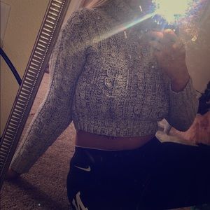 Heather grey cropped knit sweater size small